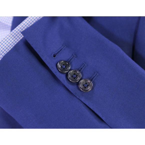 Custom Made! Bespoke Solid Dark Royal Blue 2-Btn Slim Fit Ticket Pkt Blazer 34S - Picture 7 of 10